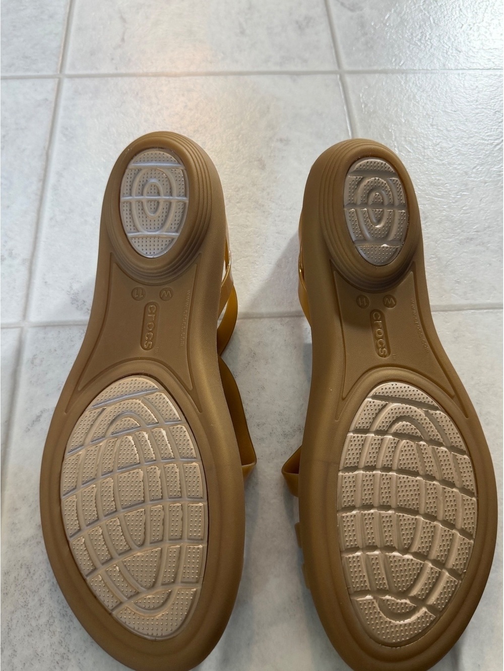 Crocs Women's Strappy Flat Sandals in Mustard Yellow - Picture 5 of 5